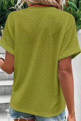 Casual Solid Buttons V Neck T-Shirts