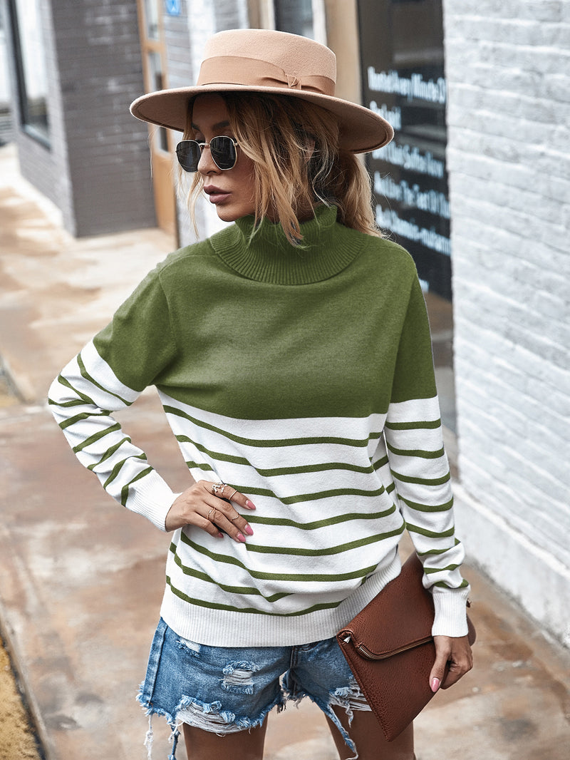 Women's Striped Color Matching Sweater