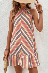 Out For the Day Striped Sleeveless Tie-Back Mini Dress