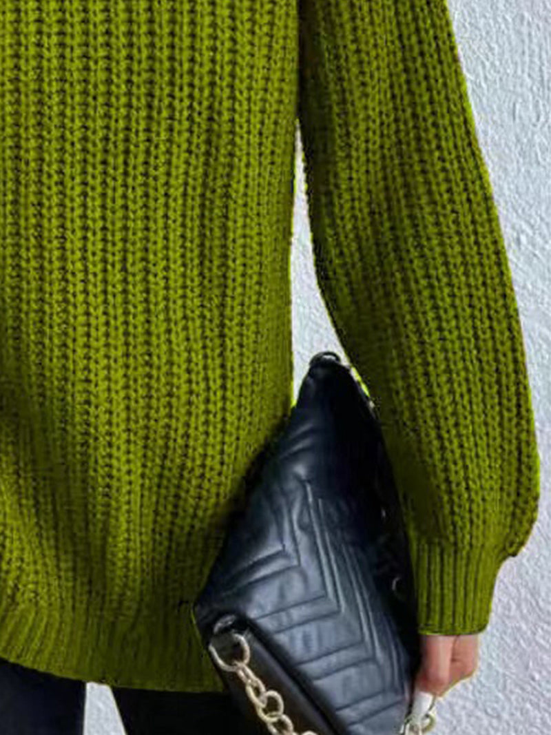 Turtleneck Rib-Knit Sweater