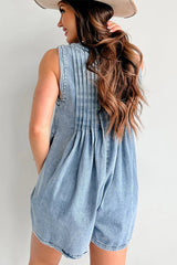 Luck And Love Pocket Denim Sleeveless Romper