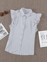 Sleeveless Chiffon Button-Up Cardigan Top with Slim Fit for Women