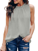 Spliced Lace Sleeveless Turtleneck Top