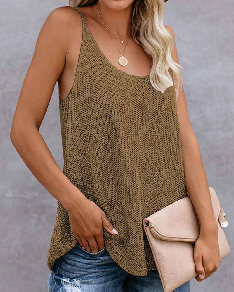 Amsoin Knit Crew Neck Vest Cami