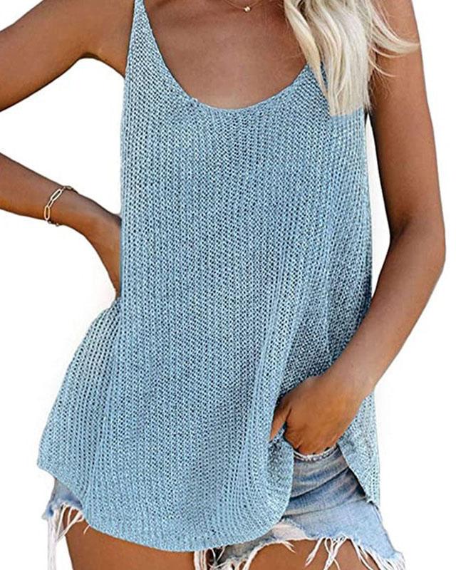 Amsoin Knit Crew Neck Vest Cami