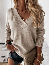 Amsoin V Neck Pullover Jumper