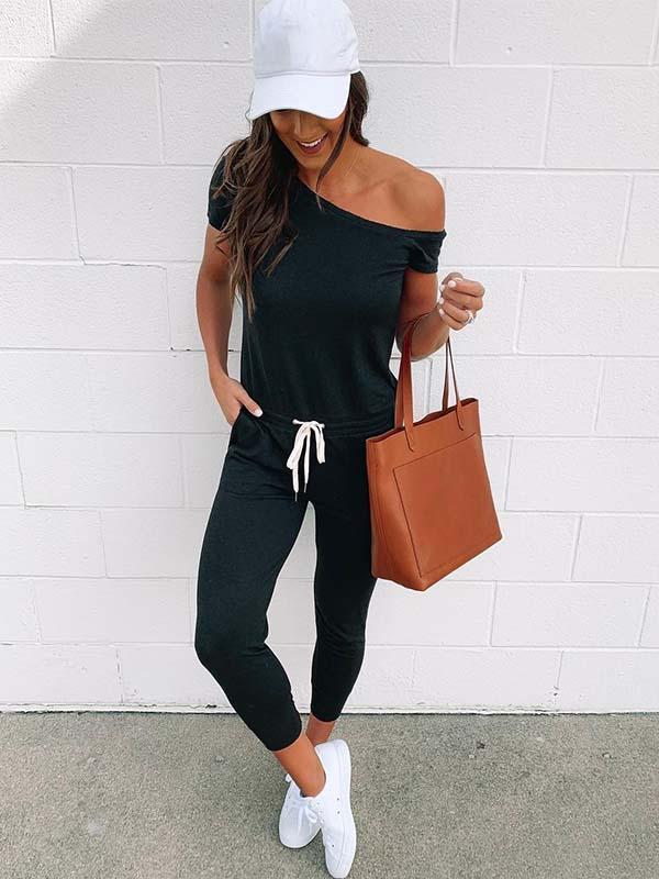 Amsoin One Shoulder Jumpsuit