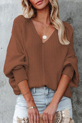 Street Solid Solid Color V Neck Tops