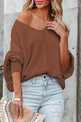 Street Solid Solid Color V Neck Tops