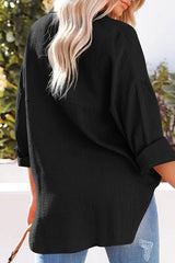 Casual Solid Pocket Turndown Collar Tops