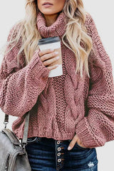 Casual Solid Patchwork Turtleneck Tops