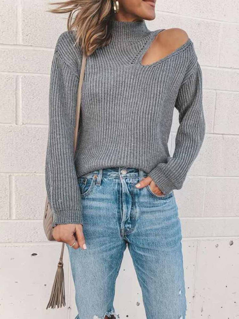 Amsoin Off Shoulder Slim Sweater