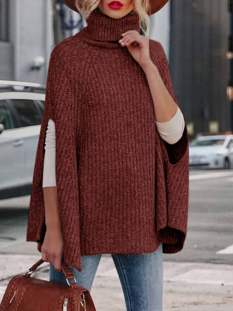 Amsoin Turtleneck Fashion Cape Loose Sweater