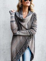 Amsoin Striped Shawl Sweater