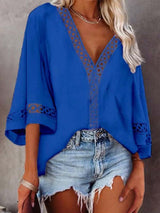 Amsoin  Lace V-neck Shirt