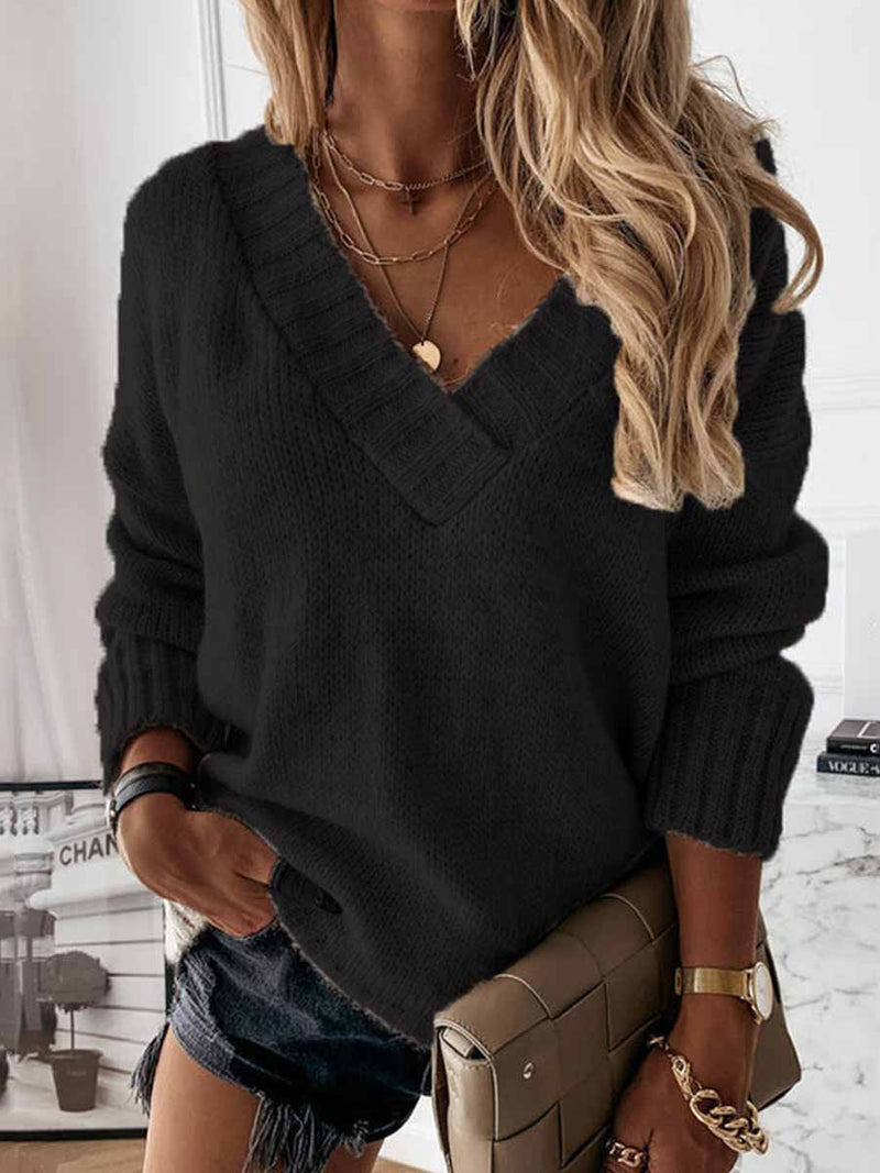 Amsoin V Neck Pullover Jumper