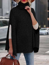 Amsoin Turtleneck Fashion Cape Loose Sweater