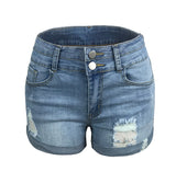 Amsoin Ripped Stretch High Waist Denim Shorts