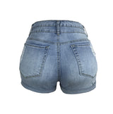 Amsoin Ripped Stretch High Waist Denim Shorts