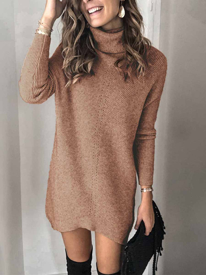 Amsoin Casual Turtleneck Midi Dress