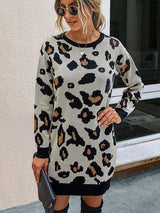 Amsoin Leopard Printed Knit Dress