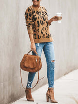 Amsoin Leopard Printed Knit Sweater