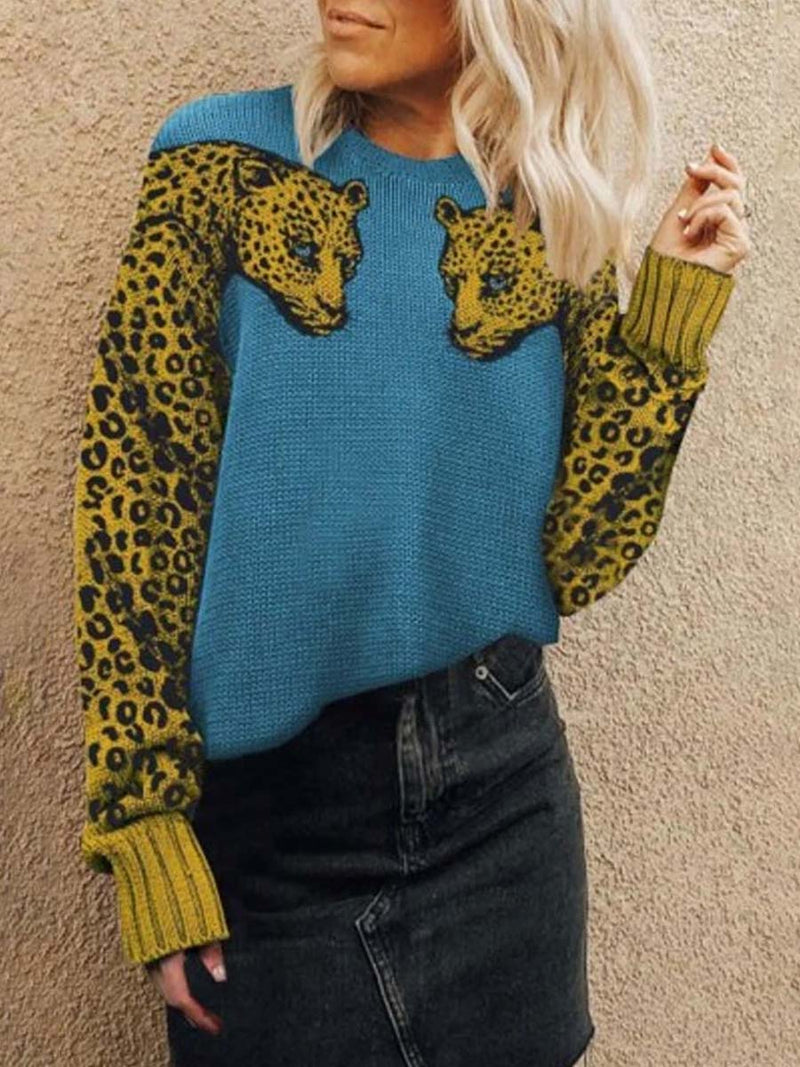 Amsoin Double Leopard Kitt Sweater