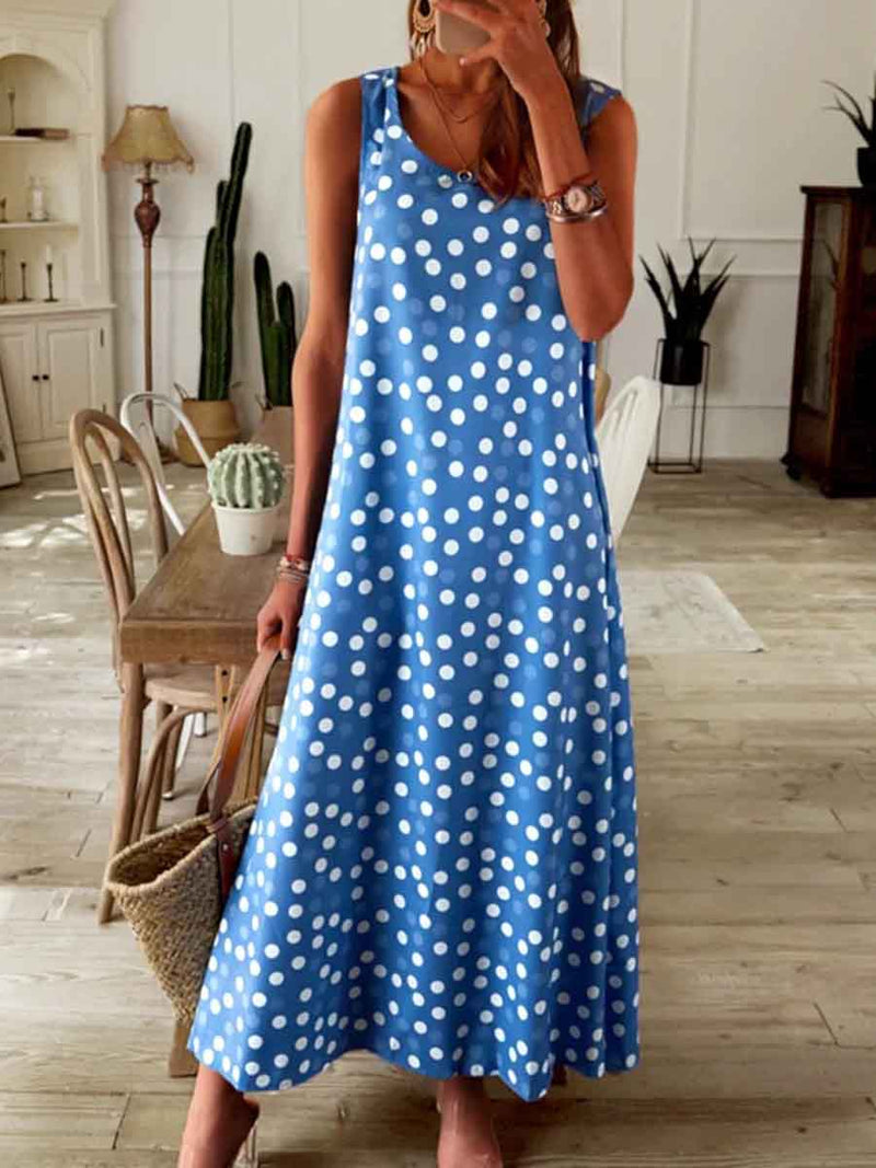 Amsoin Polka Dot Print Vest Dress