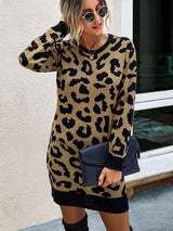 Amsoin Leopard Printed Knit Dress