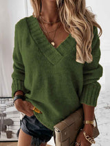 Amsoin V Neck Pullover Jumper