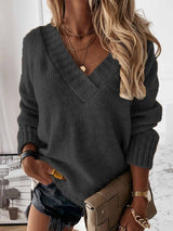 Amsoin V Neck Pullover Jumper