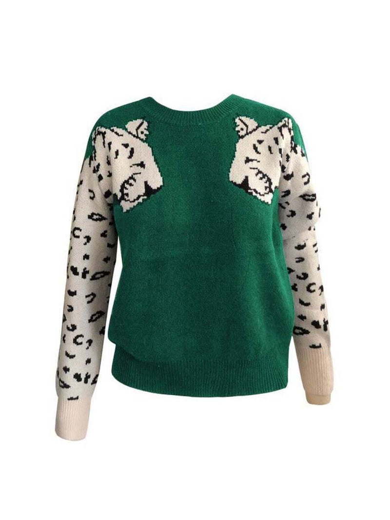 Amsoin Snow Leopard Knit Sweater