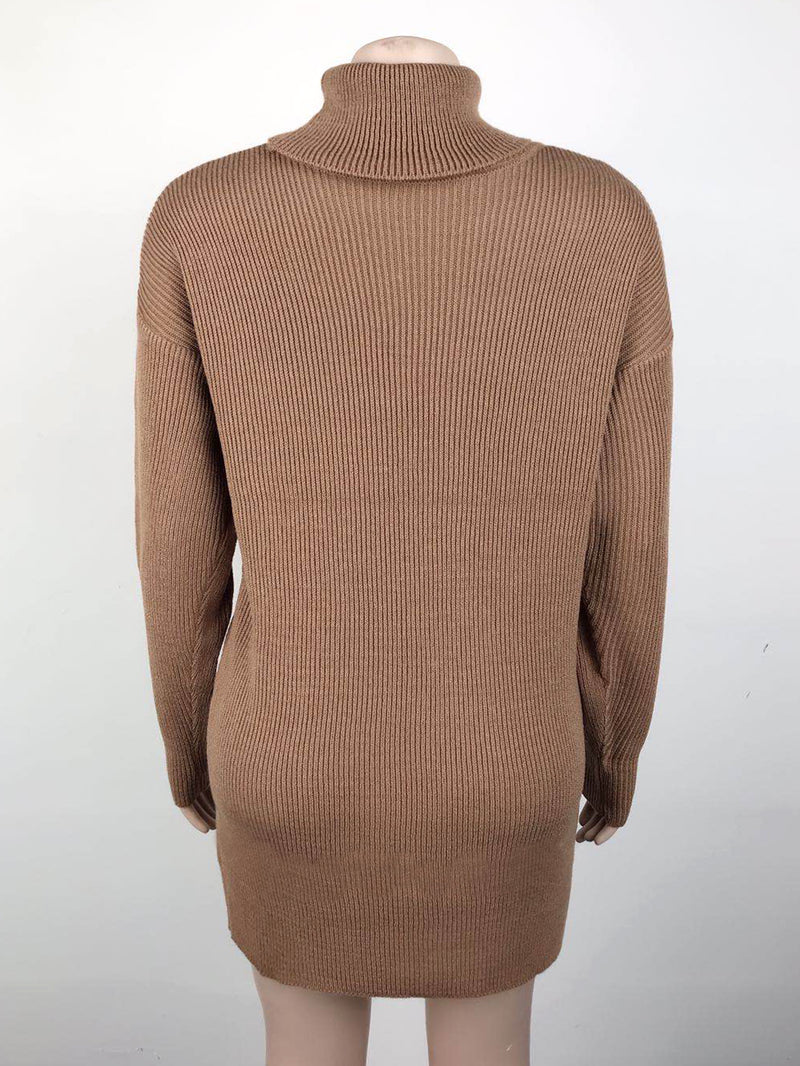 Amsoin Casual Turtleneck Midi Dress