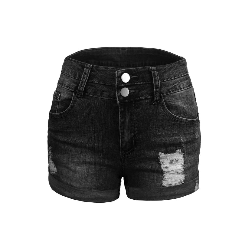 Amsoin Ripped Stretch High Waist Denim Shorts