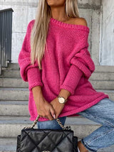 Crew neck pullover knit sweater