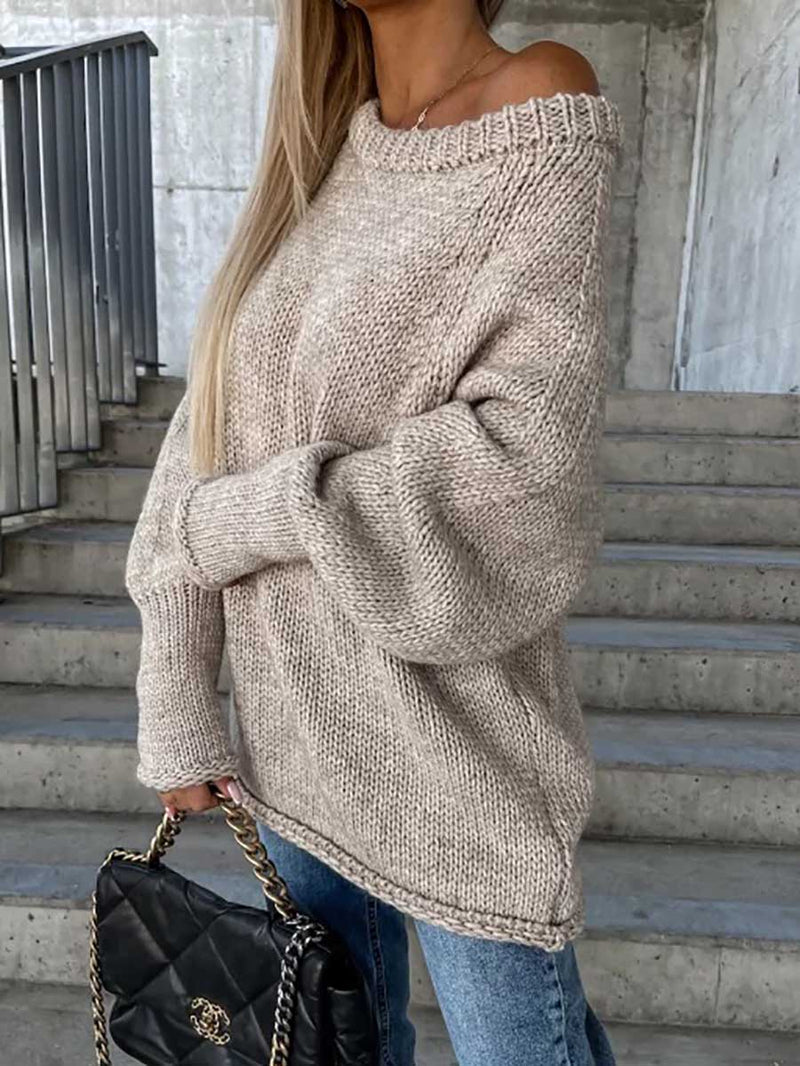 Crew neck pullover knit sweater