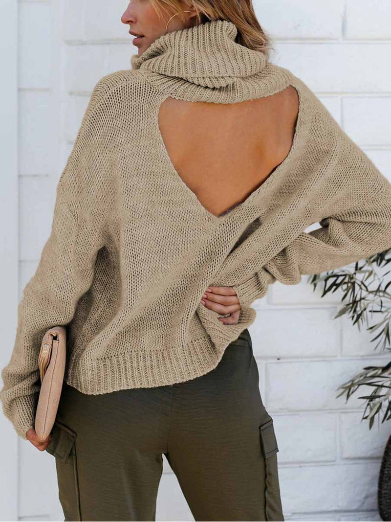 Amsoin Love-Back Turtleneck Sweater