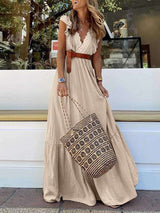 Amsoin High Waist Maxi Dress