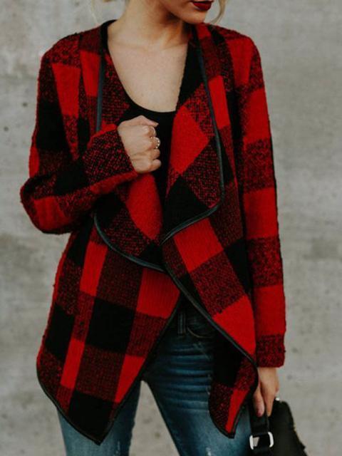 Amsoin Casual Plaid Coat