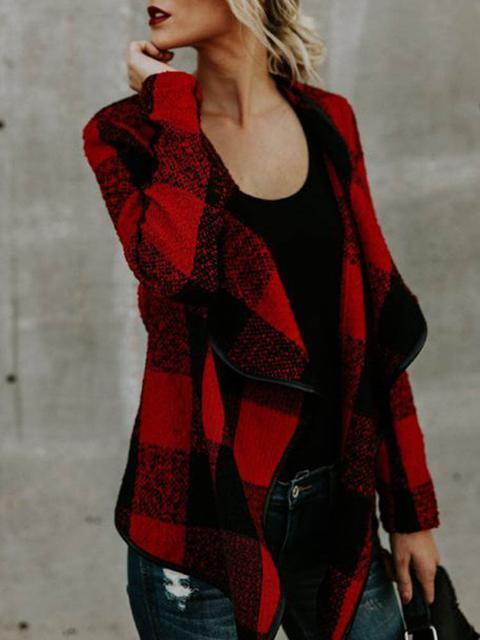 Amsoin Casual Plaid Coat