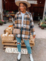 Amsoin Street Fashion Style Plaid Coat