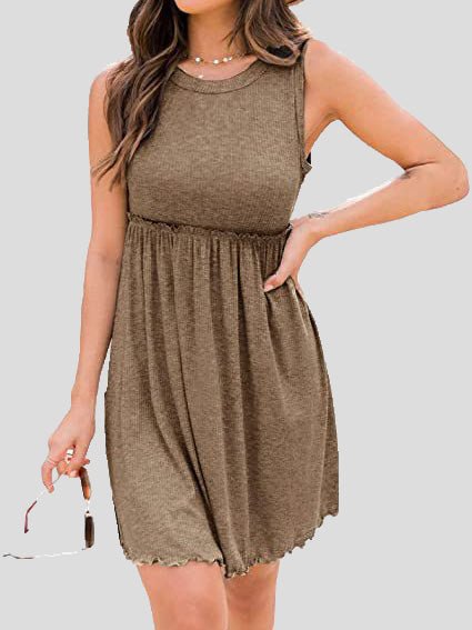 Women's Dresses Round Neck Knitted High Waist Vest Dress - Mini Dresses - Instastyled | Online Fashion Free Shipping Clothing, Dresses, Tops, Shoes - 03/03/2022 - 30-40 - Casual Dresses